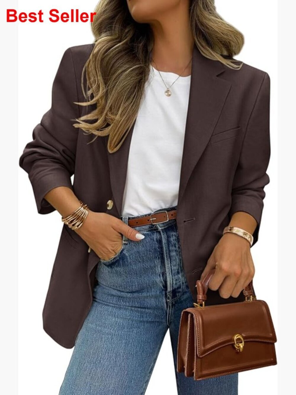 Business Casual Blazer with Notch Lapel and Pockets